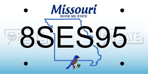 8SES95 Missouri License Plate