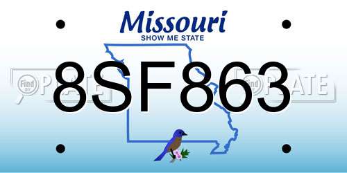 8SF863 Missouri License Plate