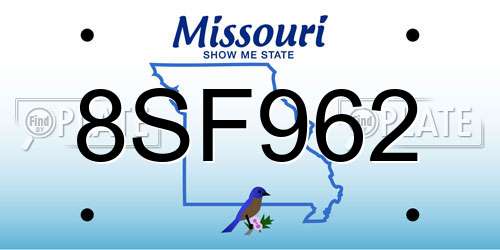 8SF962 Missouri License Plate
