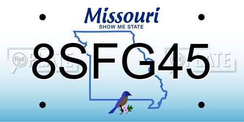 8SFG45 Missouri License Plate