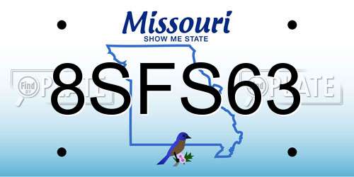 8SFS63 Missouri License Plate
