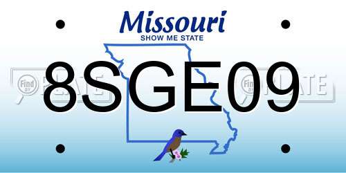 8SGE09 Missouri License Plate