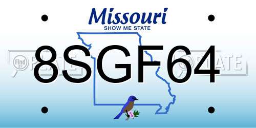 8SGF64 Missouri License Plate