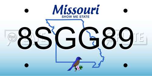 8SGG89 Missouri License Plate