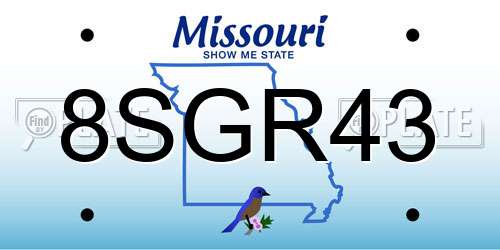 8SGR43 Missouri License Plate