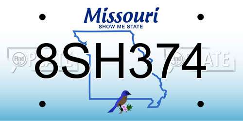 8SH374 Missouri License Plate