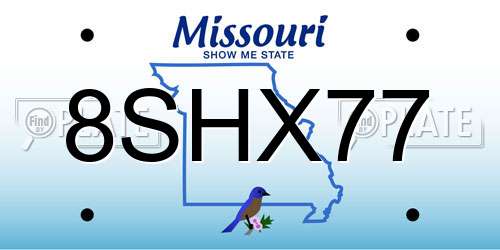 8SHX77 Missouri License Plate