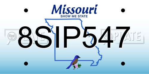 8SIP547 Missouri License Plate