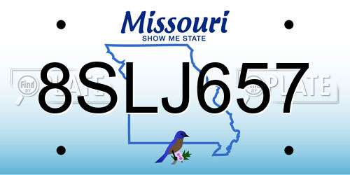 8SLJ657 Missouri License Plate