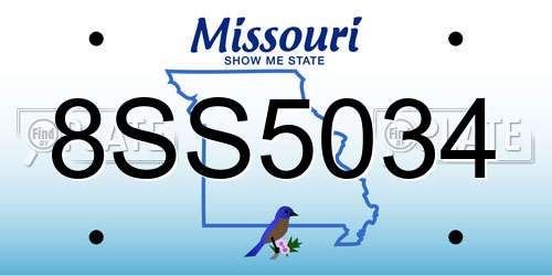 8SS5034 Missouri License Plate