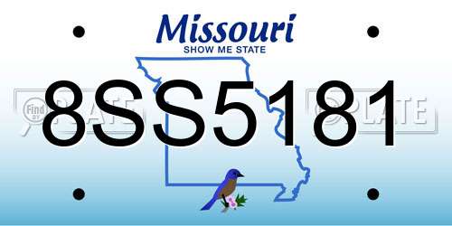 8SS5181 Missouri License Plate