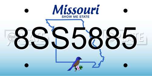 8SS5885 Missouri License Plate