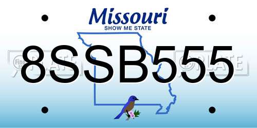 8SSB555 Missouri License Plate