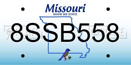8SSB558 Missouri License Plate