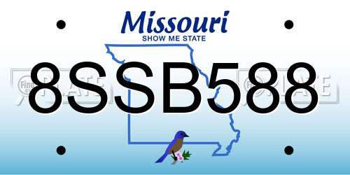 8SSB588 Missouri License Plate