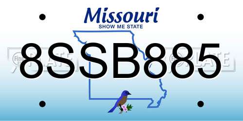 8SSB885 Missouri License Plate