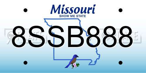 8SSB888 Missouri License Plate