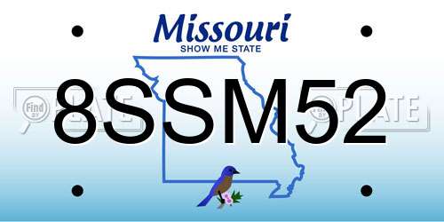 8SSM52 Missouri License Plate