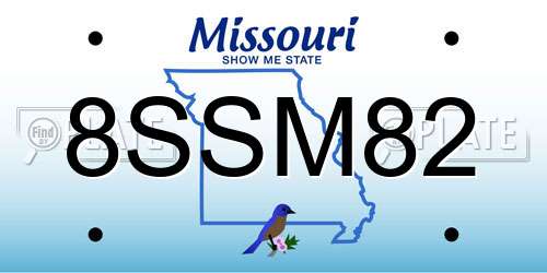 8SSM82 Missouri License Plate