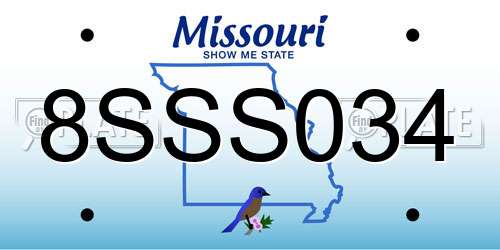 8SSS034 Missouri License Plate