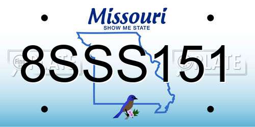 8SSS151 Missouri License Plate