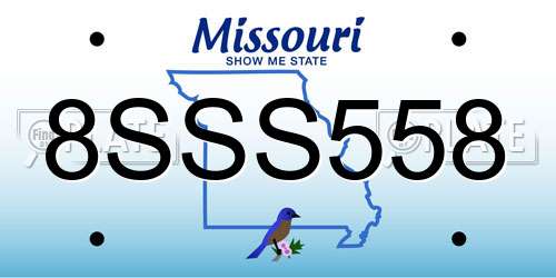 8SSS558 Missouri License Plate