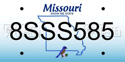 8SSS585 Missouri License Plate