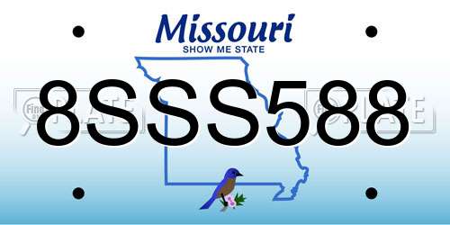 8SSS588 Missouri License Plate
