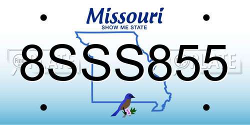 8SSS855 Missouri License Plate