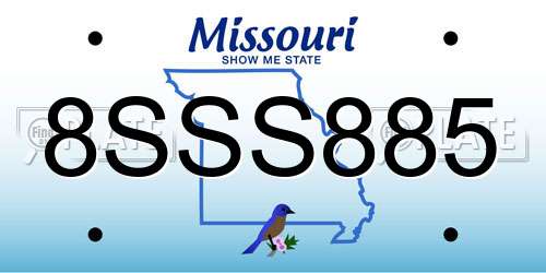 8SSS885 Missouri License Plate
