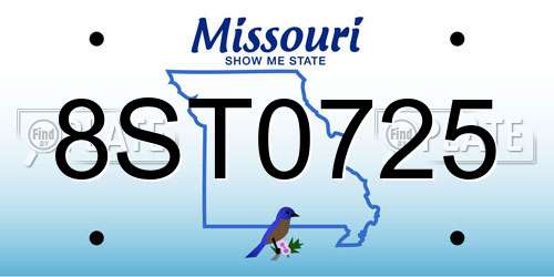 8ST0725 Missouri License Plate
