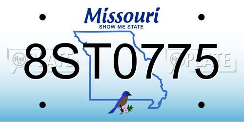 8ST0775 Missouri License Plate