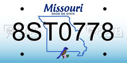 8ST0778 Missouri License Plate