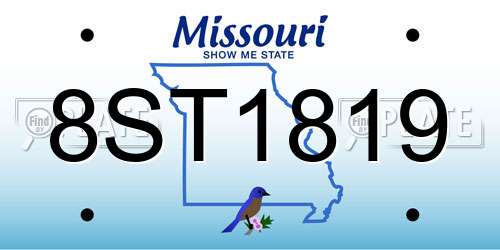 8ST1819 Missouri License Plate
