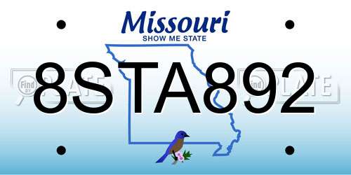 8STA892 Missouri License Plate