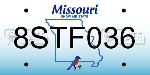 8STF036 Missouri License Plate