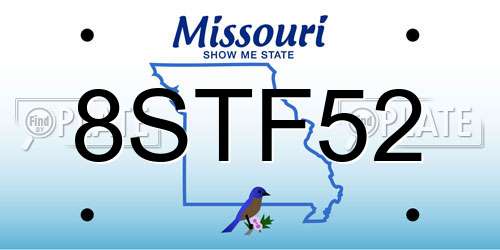 8STF52 Missouri License Plate