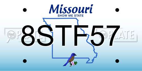 8STF57 Missouri License Plate