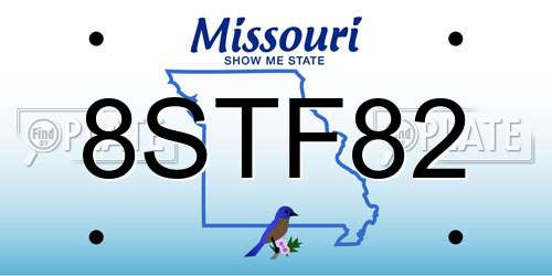 8STF82 Missouri License Plate