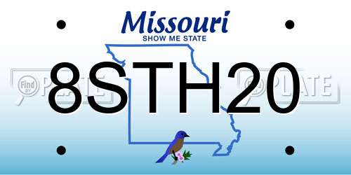 8STH20 Missouri License Plate