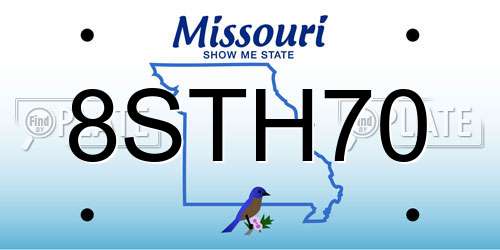 8STH70 Missouri License Plate