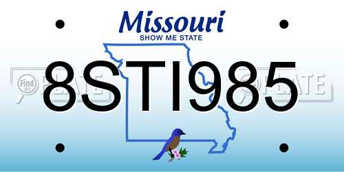 8STI985 Missouri License Plate