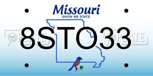 8STO33 Missouri License Plate