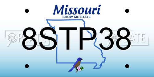 8STP38 Missouri License Plate