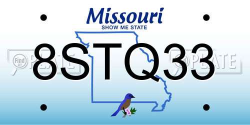 8STQ33 Missouri License Plate