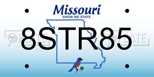 8STR85 Missouri License Plate