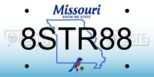 8STR88 Missouri License Plate