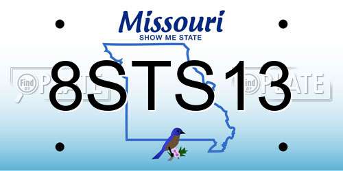 8STS13 Missouri License Plate