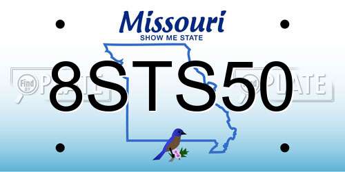 8STS50 Missouri License Plate