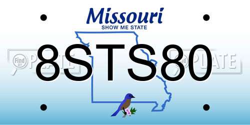 8STS80 Missouri License Plate